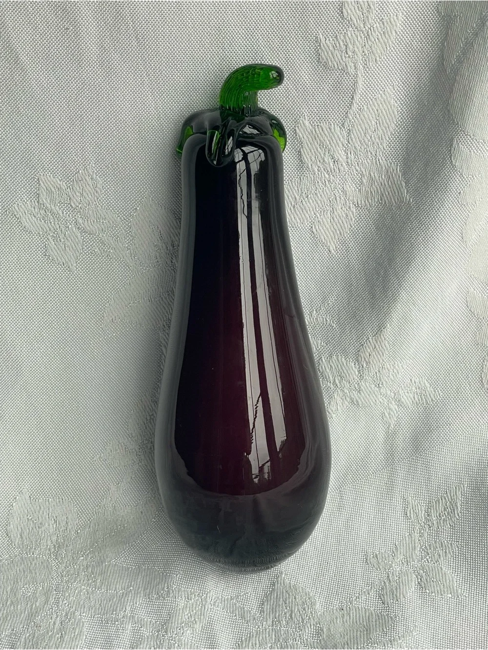 Vintage Blown Art Glass Eggplant Amethyst Purple Vegetable Decor 7”